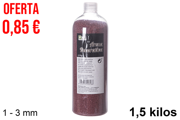 [114318] Pot de sable décoratif couleur chocolat 1-3 mm (1,5 kg)