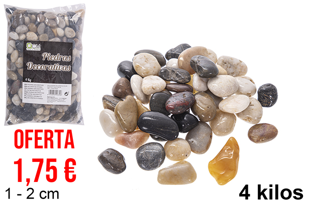 Piedra decorativa color surtido 1-2 cm (4 kg)