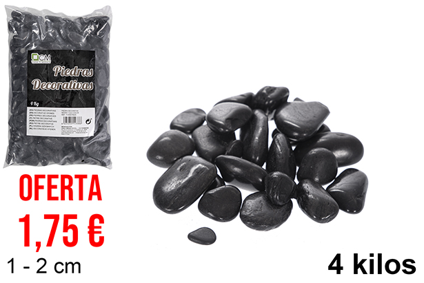Pedra decorativa preta 1-2 cm (4 kg)