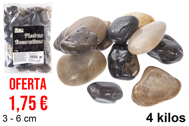 [114344] Pedra decorativa em cores variadas 3-6 cm (4 kg)