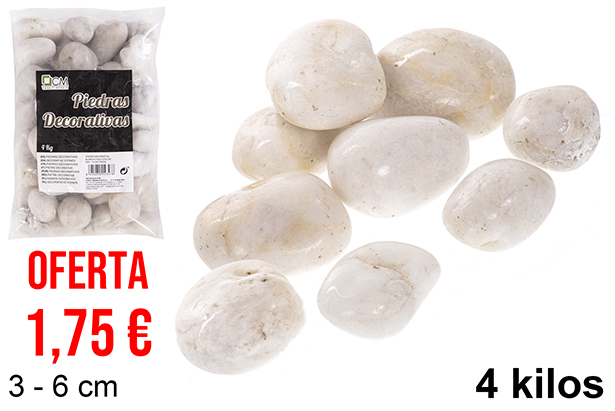 Pedra decorativa branca 3-6 cm (4 kg)