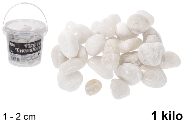 Frasco com pedras decorativas brancas 1-2 cm (1 kg)