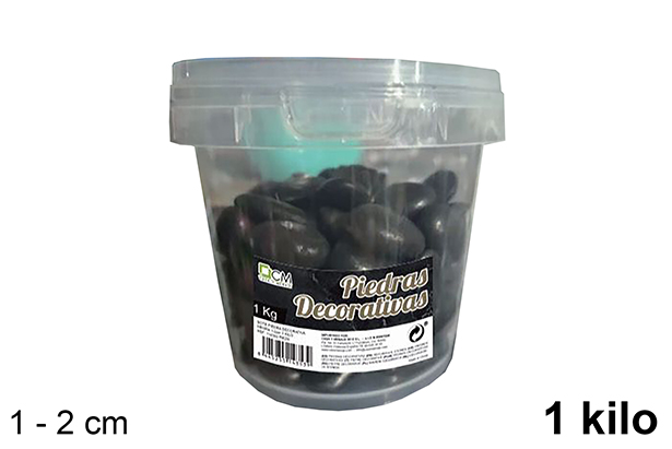 [114353] Pot en pierre décorative noire 1-2 cm (1 kg)