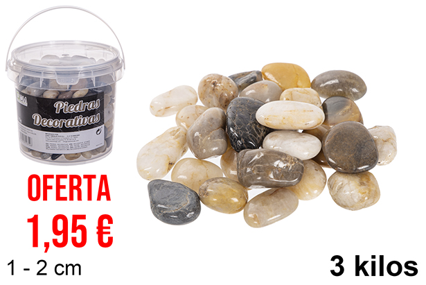 Bote piedras decorativas color surtido 1-2 cm (3 kg)