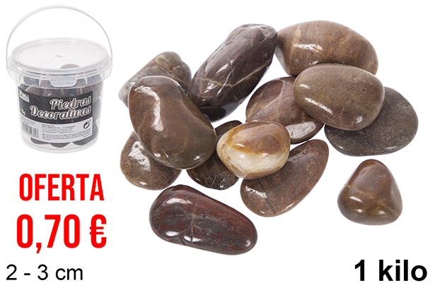 Barattolo con pietre decorative color cioccolato 2-3 cm (1 kg)