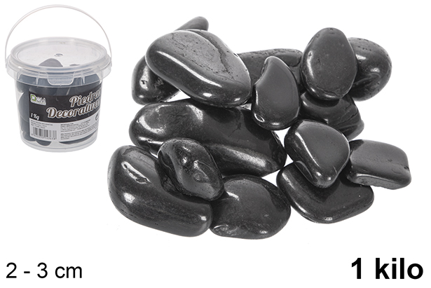 Barattolo con pietre decorative nere 2-3 cm (1 kg)