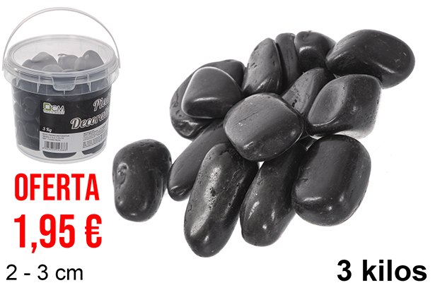 Bote con piedras decorativas negras 2-3 cm (3 kg)