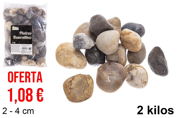 Piedra decorativa color surtido 2-4 cm (2 kg)