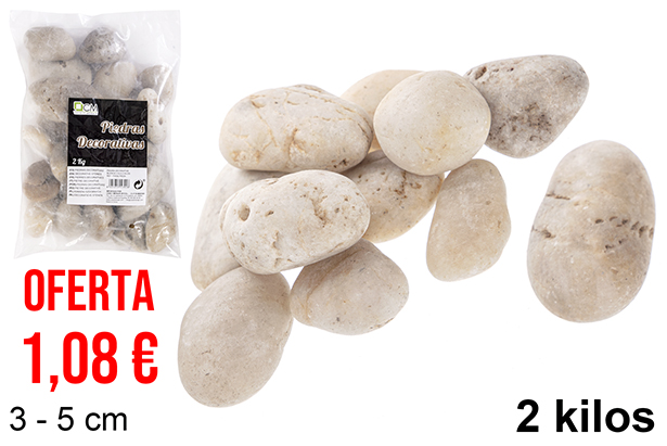Piedra decorativa blanca 3-5 cm (2 kg)
