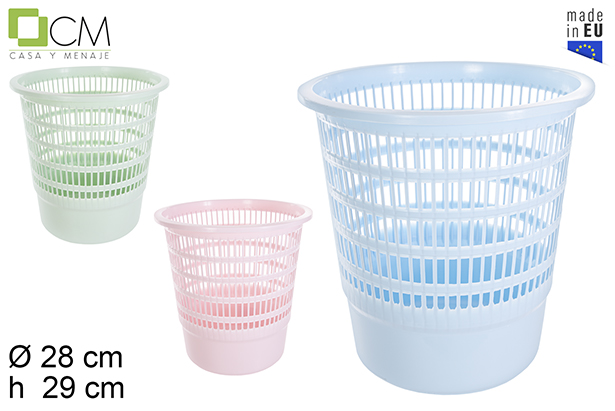 [114399] Lixeira de plástico redonda cores pastel 12 l.