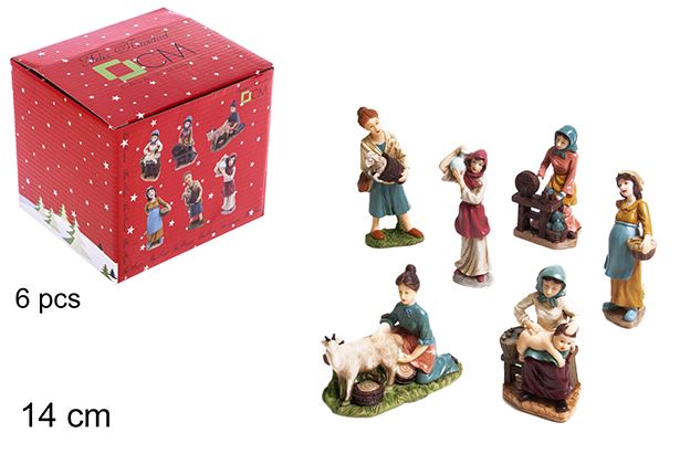 Figurines de berger en résine pour crèche de Noël assortis 14 cm