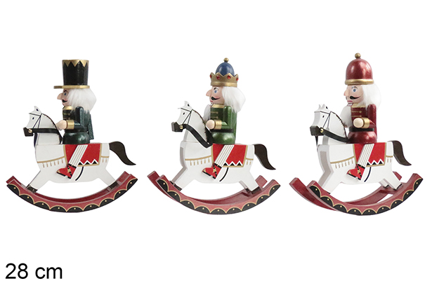 [114433] Casse-noisette cheval en bois couleurs assorties 28 cm