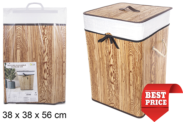 Ropero bambú plegable natural 1 cuadrado con forro 38x56 cm