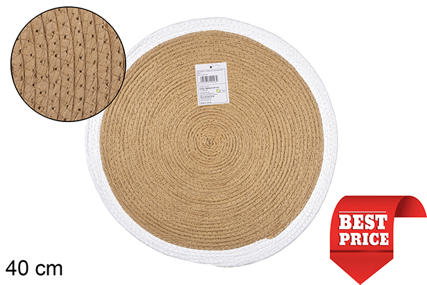 Salvamantel cuerda papel natural/blanco 40 cm