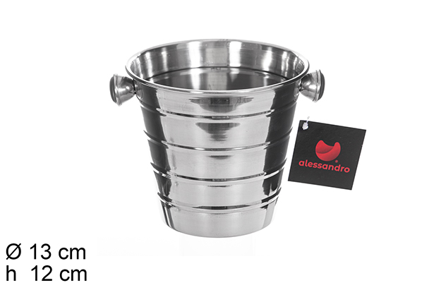 Balde de gelo em aço inox com linhas 13 cm
