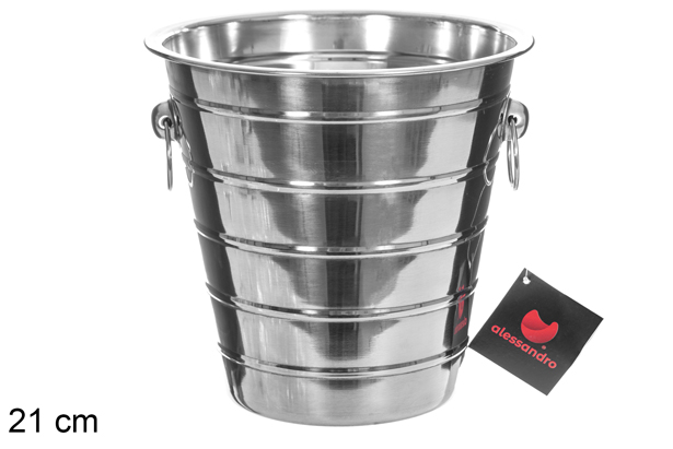 Balde de gelo em aço inox com linhas 21 cm