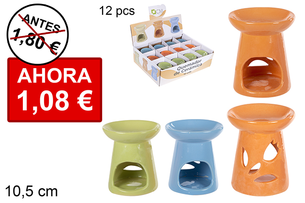 [114723] Bruciatore tondo in ceramica colori assortiti 10,5 cm