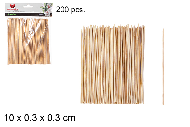 Pack 200 pinchos bambú tapas 10 cm