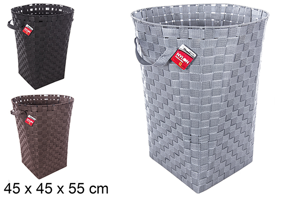 Panier à linge rond en nylon couleurs assorties 45x55 cm
