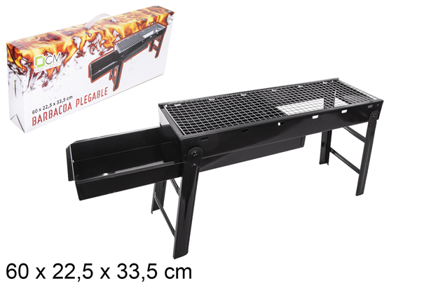 Barbacoa con bandeja portátil plegable 60x22,5x33,5 cm