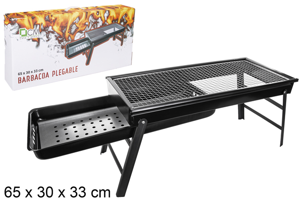Barbecue gtrill pliant portable avec tiroir en acier 65x30x33 cm