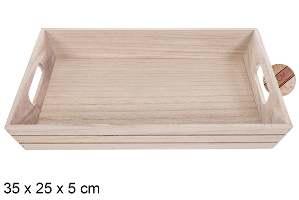 Caixa de madeira com ranhura natural 35x25x5 cm
