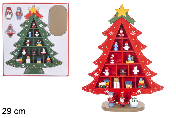 [114896] Árvore de Natal de madeira decorada com cores sortidas 29 cm