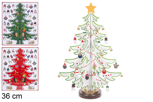 Árvore de Natal de madeira decorada cores sortidas 36 cm