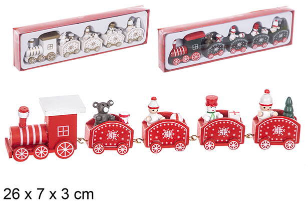 Trenzinho de Natal de madeira cores sortidas 26x7x3 cm