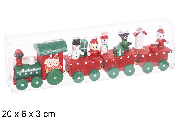 [114909] Trenino natalizio in legno colori scatola PVC 20x6x3 cm