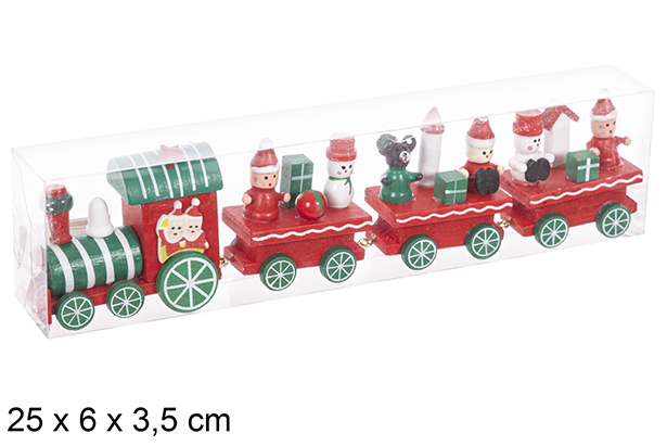 Tren de madera navideño colores caja PVC 25x6x3,5 cm