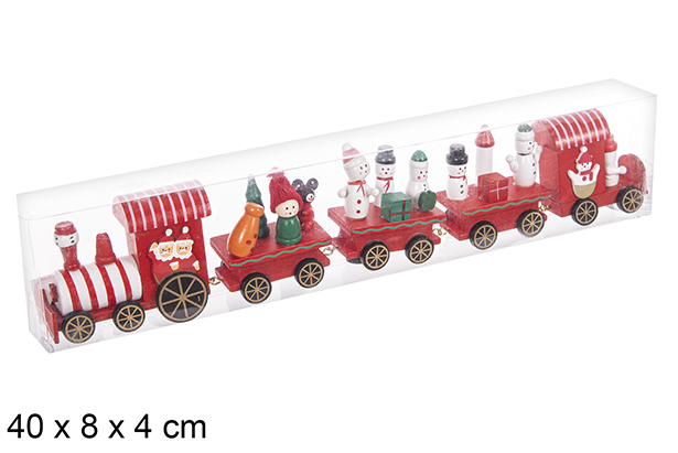 [114912] Tren de madera navideño colores caja PVC 40x8 cm