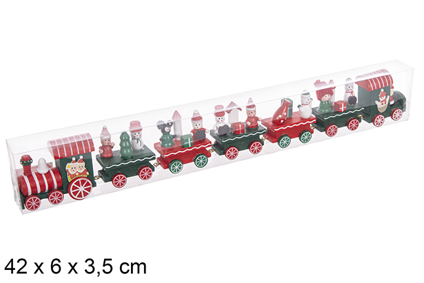 Boite PVC couleurs train de noel en bois 42x6x cm
