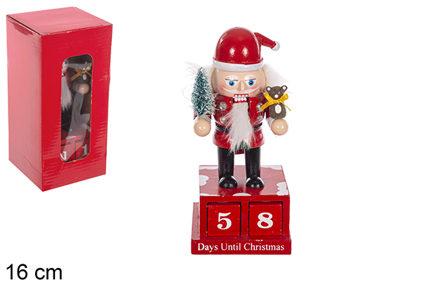 Babbo Natale decorato con numeri in legno 16 cm