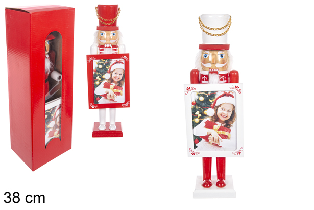 Casse-noisette de Noël avec cadre photo couleurs assorties 38 cm