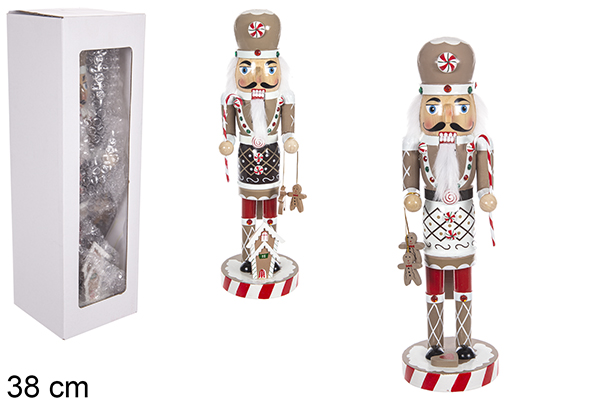 [114939] Christmas nutcracker wood colors assorted model 38 cm