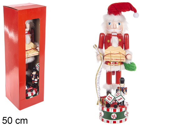 [114943] Casse-noix en bois décoré de Noël 50 cm