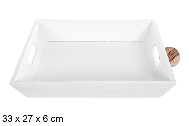 Caja madera rectangular blanca 33x27 cm