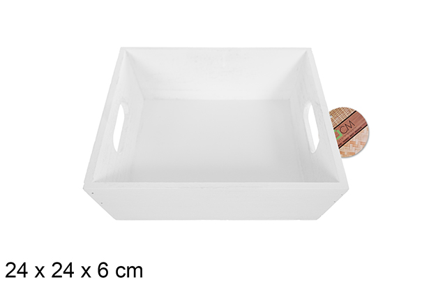 Caja madera cuadrada blanca 24 cm