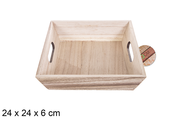 Caixa de madeira quadrada vintage 24 cm