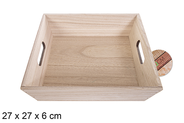 Scatola quadrata in legno naturale 27 cm