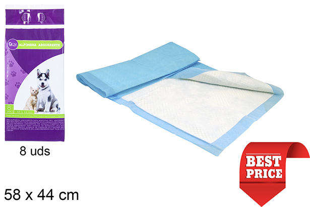 [114998] Pack 8 alfombras absorbentes mascotas bolsa 58x44 cm