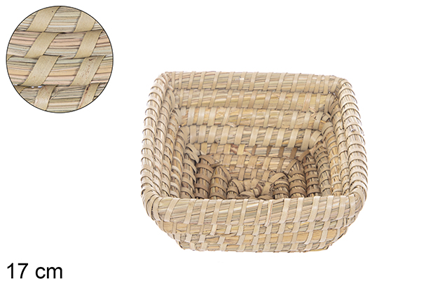Cesta seagrass cosida palma cuadrada 17 cm