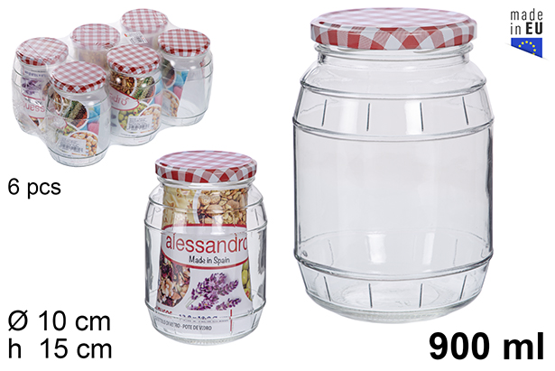 Bote cristal redondo tapa vichy 900 ml