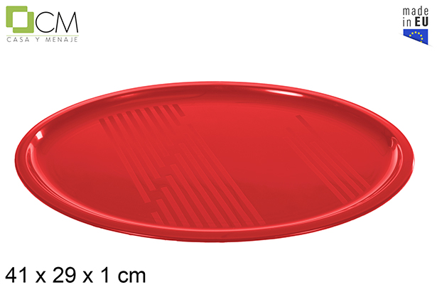 [115119] Bandeja plástico ovalada color rojo