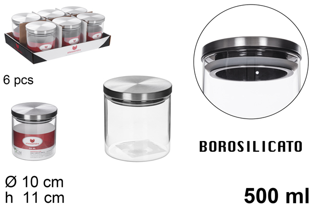 Pot en borosilicate couvercle acier 500 ml