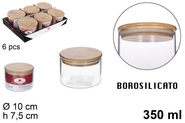 Barattolo in borosilicato con coperchio in bambù 350 ml