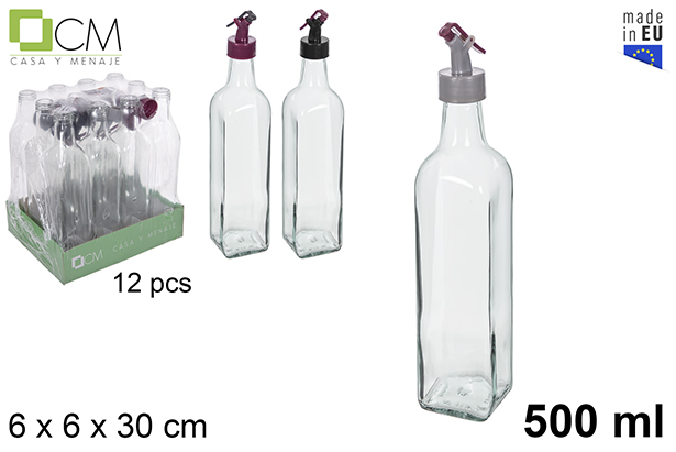 Galheteiro de vidro quadrado dórica anti gotejamen 500 ml