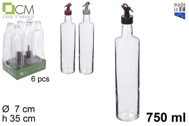 Dórica squared glass oil/vinegar dispenser anti-drip stopper 750 ml