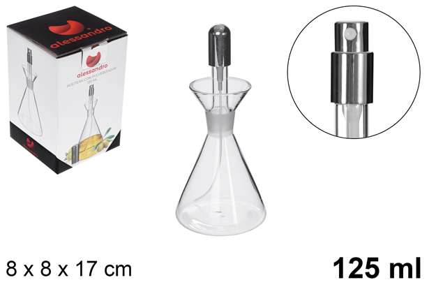 [115251] Aceitera cristal con tapón pulverizador 125 ml
